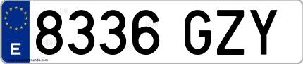 Ejemplo de matrícula española 8336 GZY