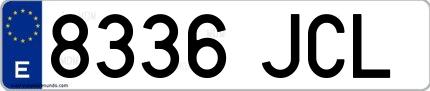 Ejemplo de matrícula española 8336 JCL