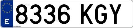 Ejemplo de matrícula española 8336 KGY