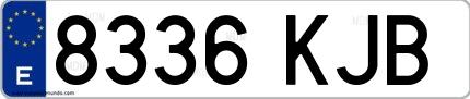 Ejemplo de matrícula española 8336 KJB