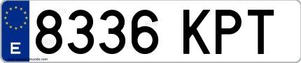 Ejemplo de matrícula española 8336 KPT