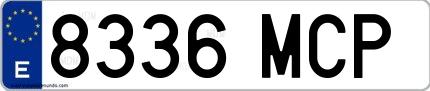 Ejemplo de matrícula española 8336 MCP