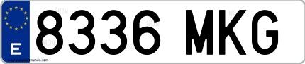 Ejemplo de matrícula española 8336 MKG