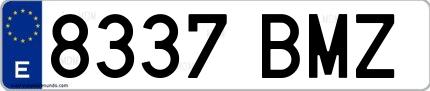 Ejemplo de matrícula española 8337 BMZ