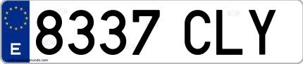 Ejemplo de matrícula española 8337 CLY