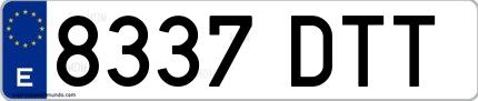 Ejemplo de matrícula española 8337 DTT