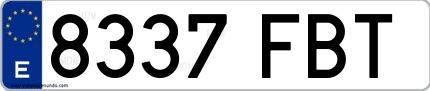 Ejemplo de matrícula española 8337 FBT