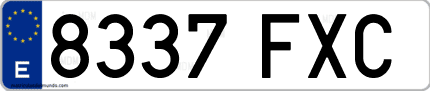 Ejemplo de matrícula de coche ordinaria 8337 FXC