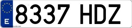 Ejemplo de matrícula española 8337 HDZ