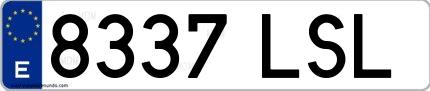 Ejemplo de matrícula española 8337 LSL