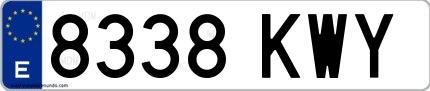Ejemplo de matrícula española 8338 KWY