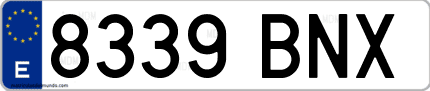 Ejemplo de matrícula de coche ordinaria 8339 BNX