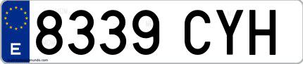 Ejemplo de matrícula española 8339 CYH