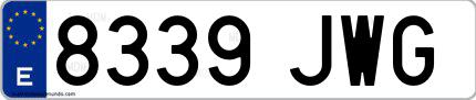 Ejemplo de matrícula española 8339 JWG