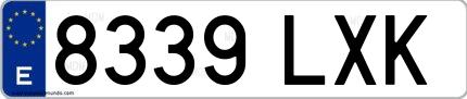 Ejemplo de matrícula española 8339 LXK