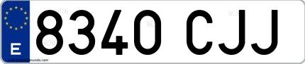 Ejemplo de matrícula española 8340 CJJ