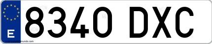 Ejemplo de matrícula española 8340 DXC