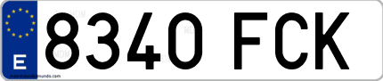 Ejemplo de matrícula de coche ordinaria 8340 FCK
