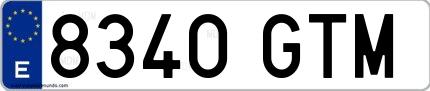Ejemplo de matrícula española 8340 GTM