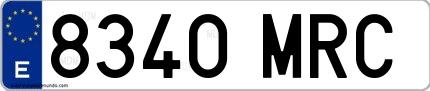 Ejemplo de matrícula española 8340 MRC