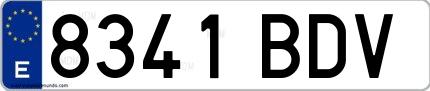Ejemplo de matrícula española 8341 BDV