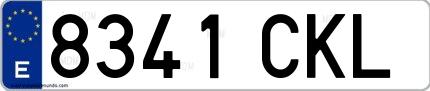 Ejemplo de matrícula española 8341 CKL