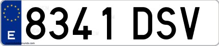 Ejemplo de matrícula de coche ordinaria 8341 DSV