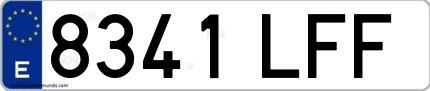 Ejemplo de matrícula española 8341 LFF