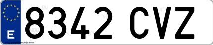 Ejemplo de matrícula española 8342 CVZ
