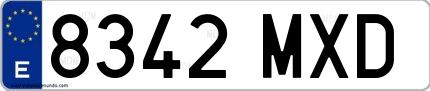 Ejemplo de matrícula española 8342 MXD