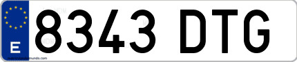 Ejemplo de matrícula de coche ordinaria 8343 DTG