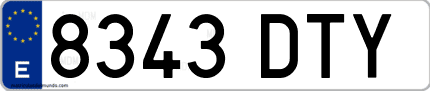 Ejemplo de matrícula de coche ordinaria 8343 DTY