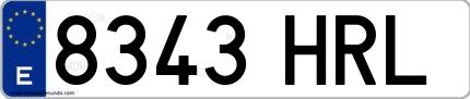 Ejemplo de matrícula española 8343 HRL