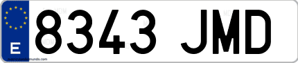 Ejemplo de matrícula de coche ordinaria 8343 JMD