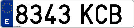 Ejemplo de matrícula de coche ordinaria 8343 KCB