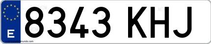 Ejemplo de matrícula española 8343 KHJ