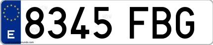 Ejemplo de matrícula española 8345 FBG