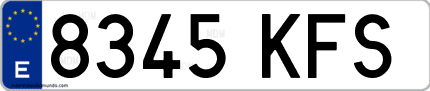Ejemplo de matrícula de coche ordinaria 8345 KFS