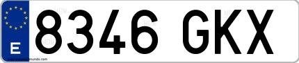 Ejemplo de matrícula de coche ordinaria 8346 GKX