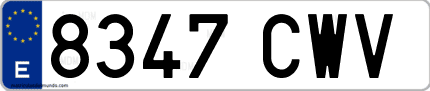 Ejemplo de matrícula de coche ordinaria 8347 CWV