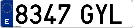 Ejemplo de matrícula de coche ordinaria 8347 GYL
