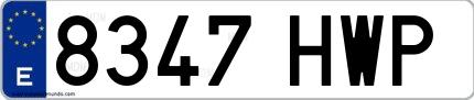 Ejemplo de matrícula española 8347 HWP