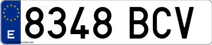Ejemplo de matrícula de coche ordinaria 8348 BCV