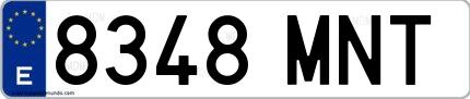Ejemplo de matrícula española 8348 MNT