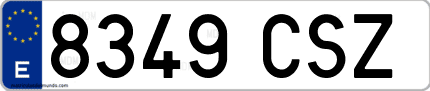 Ejemplo de matrícula de coche ordinaria 8349 CSZ