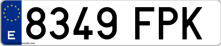 Ejemplo de matrícula de coche ordinaria 8349 FPK