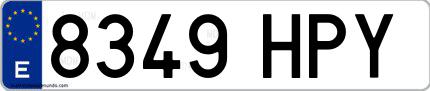 Ejemplo de matrícula española 8349 HPY