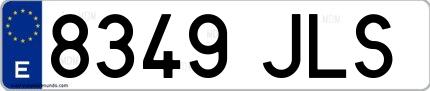 Ejemplo de matrícula española 8349 JLS