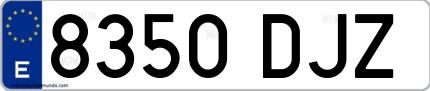 Ejemplo de matrícula española 8350 DJZ