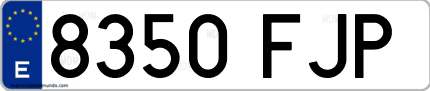 Ejemplo de matrícula de coche ordinaria 8350 FJP